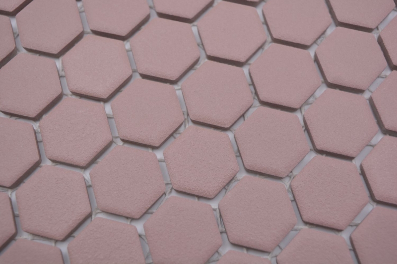 Piastrella di mosaico esagonale in ceramica mini clinker rosso R10B piatto doccia piastrella di pavimento piastrella di mosaico antiscivolo bagno - MOS11H-0900-R10