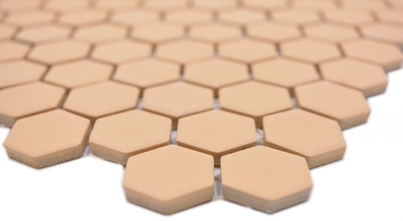 Piastrella di mosaico esagonale in ceramica mini ocra arancione R10B piatto doccia piastrella di pavimento piastrella di mosaico antiscivolo bagno - MOS11H-1208-R10