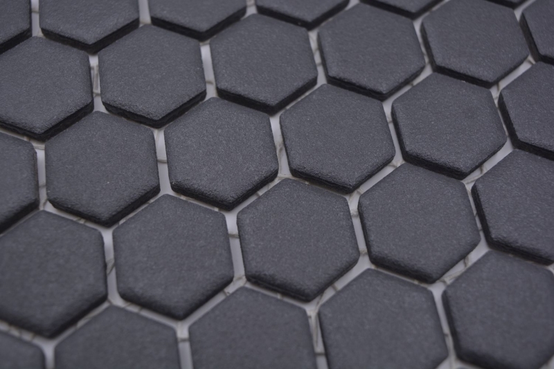 Piastrella esagonale mosaico ceramica mini nero R10B piatto doccia piastrella pavimento mosaico piastrella antiscivolo bagno WC - MOS11H-0003-R10