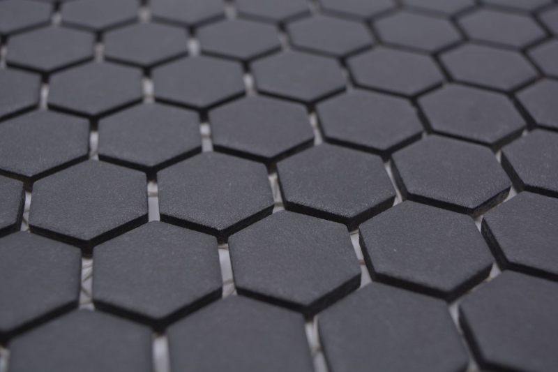 Piastrella esagonale mosaico ceramica mini nero R10B piatto doccia piastrella pavimento mosaico piastrella antiscivolo bagno WC - MOS11H-0003-R10