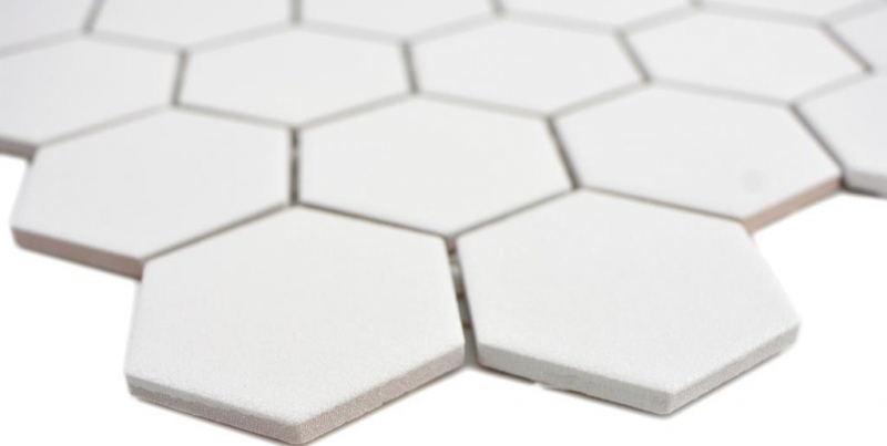 Piastrella di mosaico esagonale in ceramica bianca R10B piatto doccia piastrella di pavimento piastrella di mosaico piastrella antiscivolo bagno WC - MOS11H-0111-R10