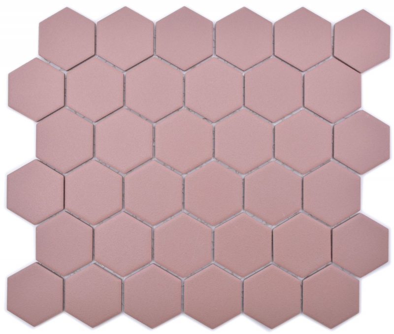 Piastrella di mosaico esagonale in ceramica rosso clinker R10B piatto doccia piastrella di pavimento piastrella di mosaico piastrella di muro antiscivolo - MOS11H-0099-R10