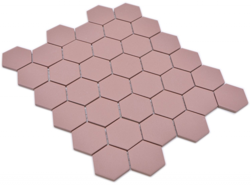 Piastrella di mosaico esagonale in ceramica rosso clinker R10B piatto doccia piastrella di pavimento piastrella di mosaico piastrella di muro antiscivolo - MOS11H-0099-R10
