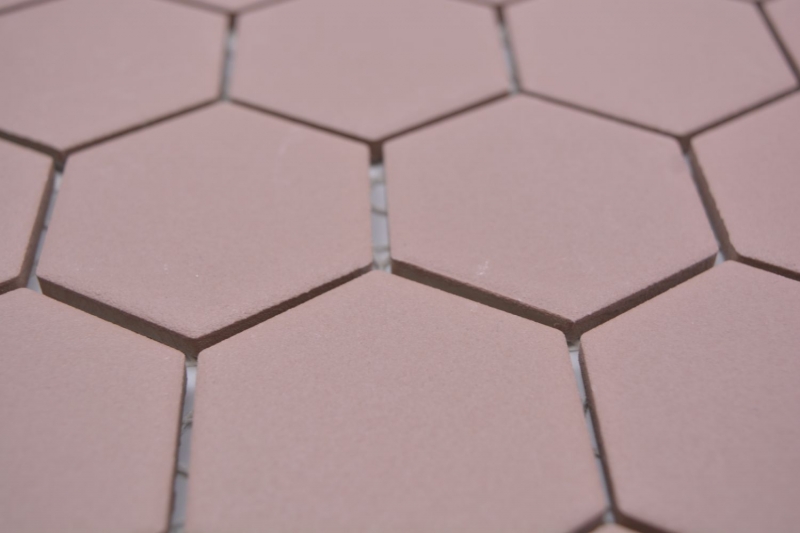 Piastrella di mosaico esagonale in ceramica rosso clinker R10B piatto doccia piastrella di pavimento piastrella di mosaico piastrella di muro antiscivolo - MOS11H-0099-R10