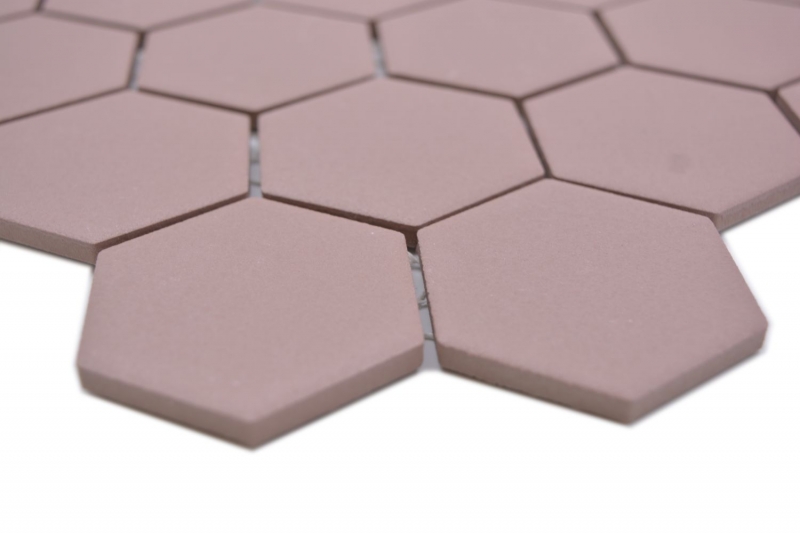 Piastrella di mosaico esagonale in ceramica rosso clinker R10B piatto doccia piastrella di pavimento piastrella di mosaico piastrella di muro antiscivolo - MOS11H-0099-R10