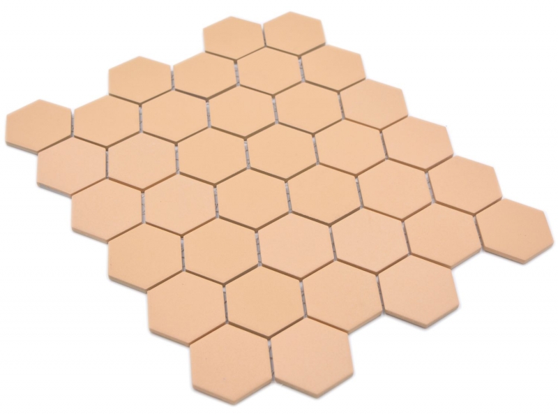 Piastrella di mosaico esagonale in ceramica ocra arancione R10B piatto doccia piastrella pavimento piastrella mosaico parete antiscivolo bagno - MOS11H-0808-R10