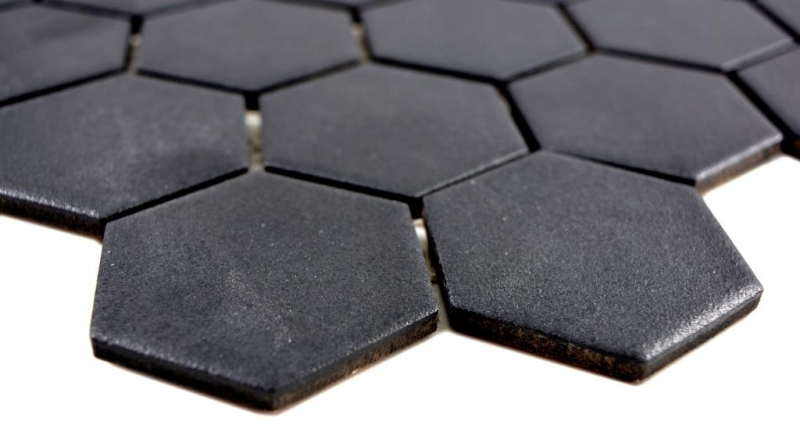Piastrella di mosaico esagonale in ceramica nera R10B piatto doccia piastrella di pavimento piastrella di mosaico antiscivolo bagno cucina - MOS11H-0303-R10