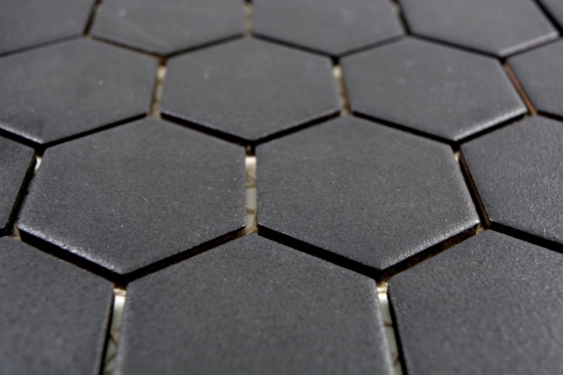 Piastrella di mosaico esagonale in ceramica nera R10B piatto doccia piastrella di pavimento piastrella di mosaico antiscivolo bagno cucina - MOS11H-0303-R10