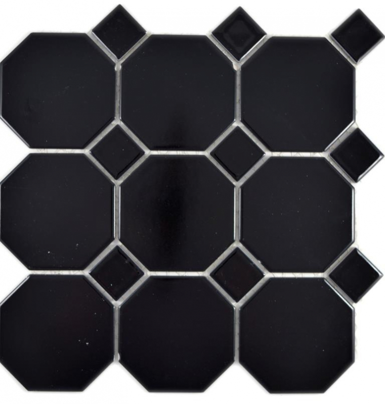 Mosaico ceramico a mano Octa nero opaco con piastrelle di mosaico nero lucido piastrelle da parete backsplash cucina bagno MOS13-Octa0311_m