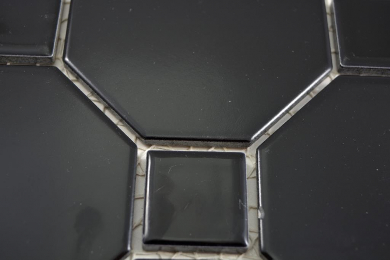 Mosaico ceramico a mano Octa nero opaco con piastrelle di mosaico nero lucido piastrelle da parete backsplash cucina bagno MOS13-Octa0311_m