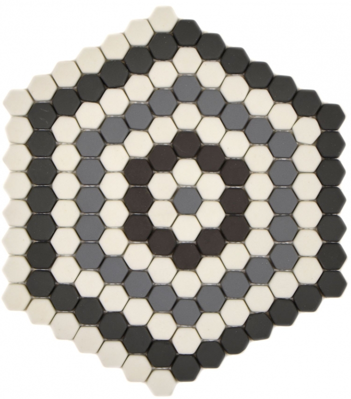 Mosaico decorativo VETRO MOSAICO Esagono grigio nero bianco opaco piastrelle mosaico muro piastrelle backsplash cucina bagno MOS140-ROHX3_f