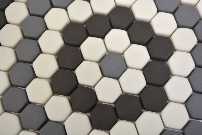 Mosaico decorativo VETRO MOSAICO Esagono grigio nero bianco opaco piastrelle mosaico muro piastrelle backsplash cucina bagno MOS140-ROHX3_f