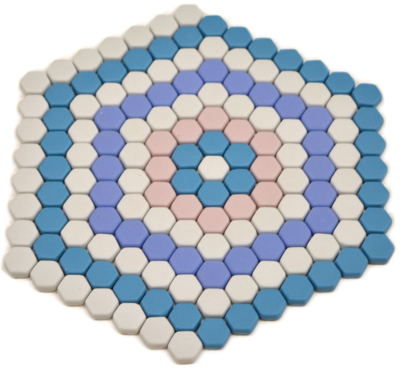 Mosaico di vetro esagonale DECOR blu rosa bianco opaco piastrelle specchio parete cucina bagno