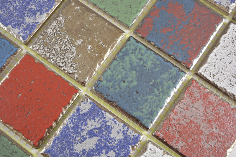 Mosaico a mano in ceramica vintage retro used look mosaico piastrelle muro backsplash cucina bagno MOS24-1234_m