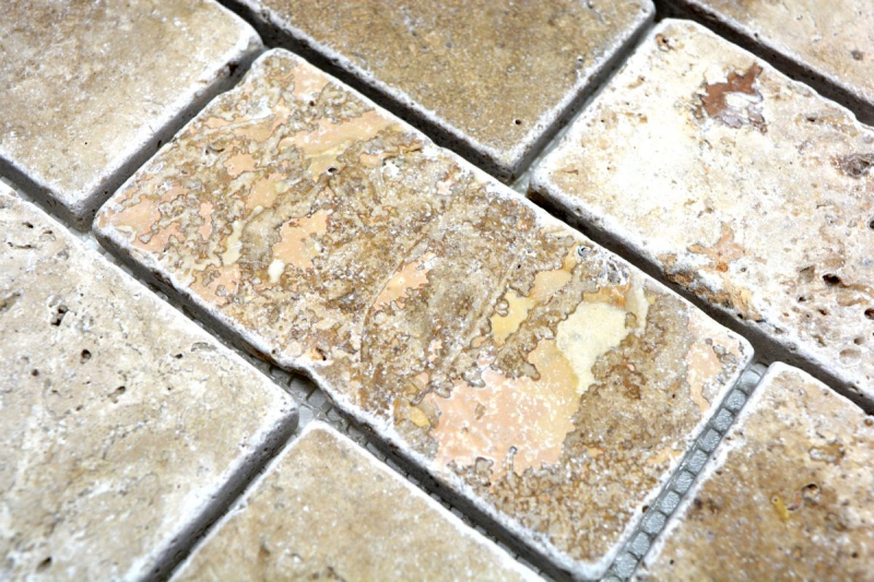 Piastrelle di travertino mosaico terrazza pavimento pietra naturale beige mattone mattone look parete piastrelle piatto doccia cucina piastrelle - MOS43-1202