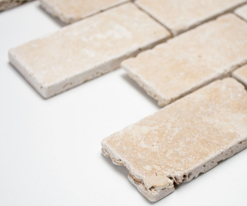 Piastrelle di travertino mosaico terrazza pavimento pietra naturale beige mattone mattone look parete piastrelle piatto doccia cucina piastrelle - MOS43-1202
