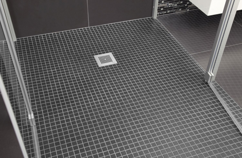 Piastrelle di ceramica a mosaico antiscivolo piatto doccia pietra grigio opaco - MOS18-0208-R10