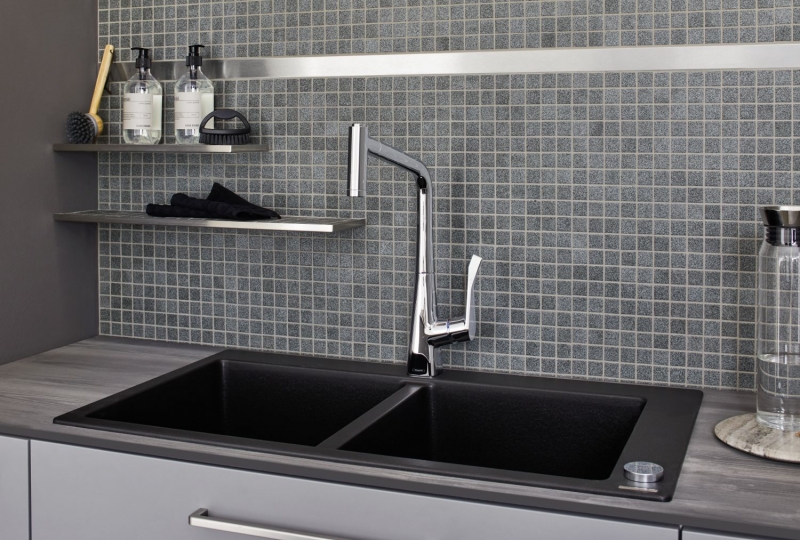 Piastrelle di ceramica a mosaico antiscivolo piatto doccia pietra grigio opaco - MOS18-0208-R10
