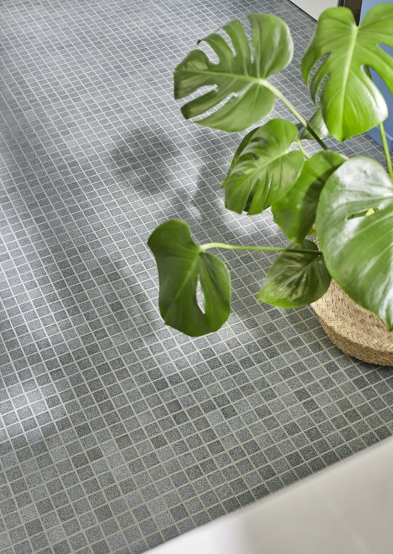 Piastrelle di ceramica a mosaico antiscivolo piatto doccia pietra grigio opaco - MOS18-0208-R10