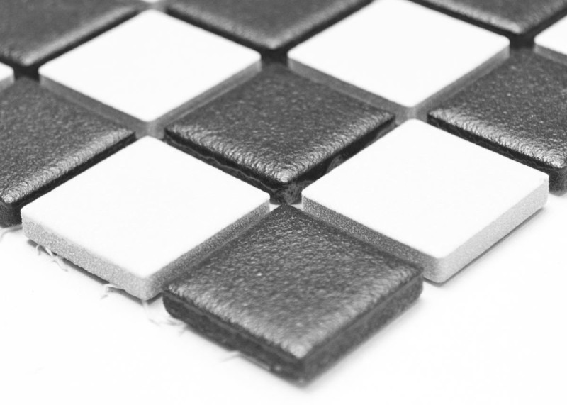Mosaico ceramico SLIPPING CHESSBOARD nero bianco opaco non smaltato GUSTO DOCCIA - MOS18-0305-R10