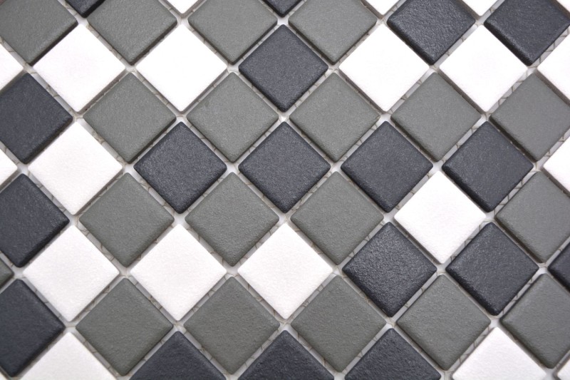 Mosaico ceramico nero bianco antracite opaco PIASTRELLE PER DOCCIA SLIPPROOF - MOS18-2213-R10