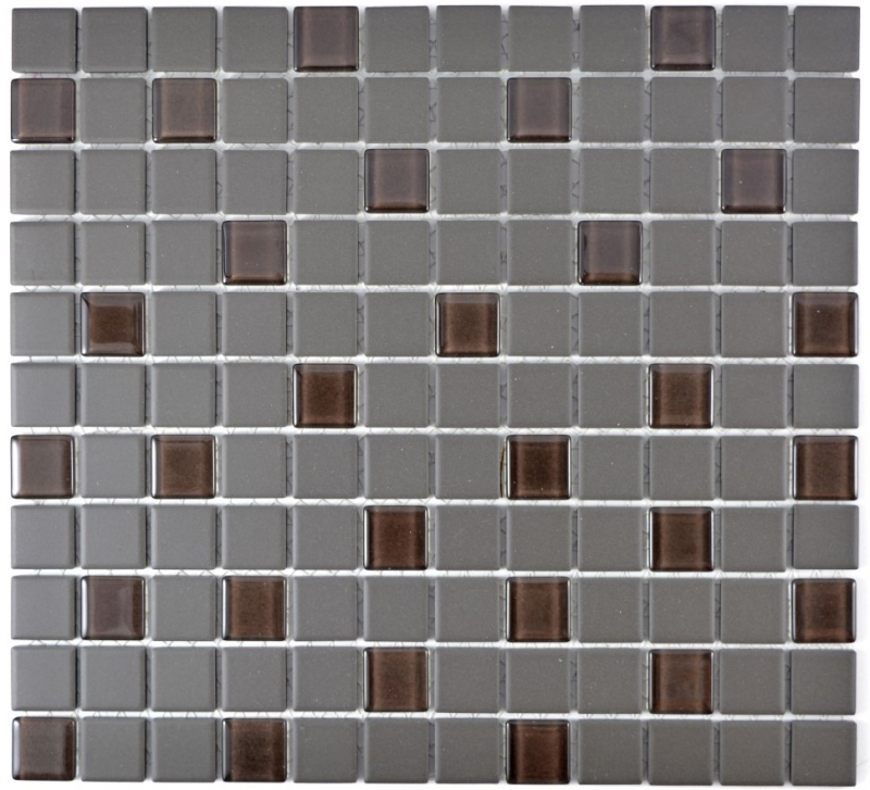 Piastrella di mosaico dipinta a mano bagno ceramica grigio scuro marrone non smaltato mosaico di vetro MOS18-1313-R10_m
