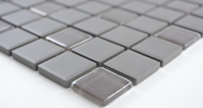 Piastrella di mosaico dipinta a mano bagno ceramica grigio scuro marrone non smaltato mosaico di vetro MOS18-1313-R10_m