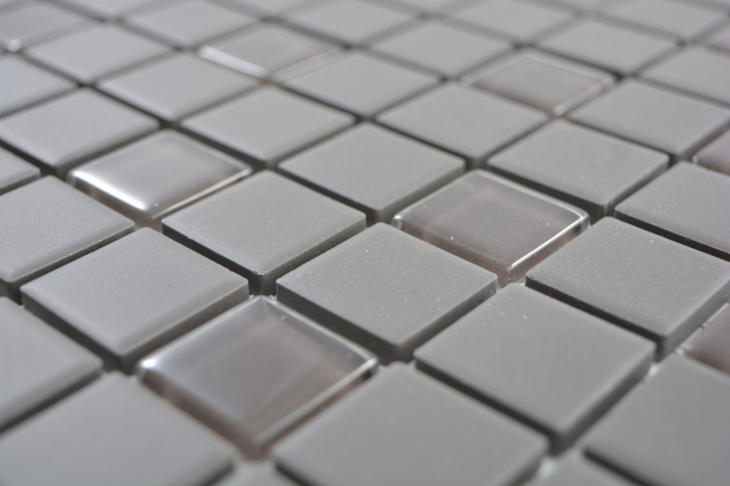 Piastrella di mosaico dipinta a mano bagno ceramica grigio scuro marrone non smaltato mosaico di vetro MOS18-1313-R10_m