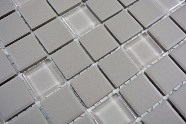Piastrella a mosaico in ceramica grigia non smaltata Piatto doccia a mosaico in vetro MOS18-0202-R10_f