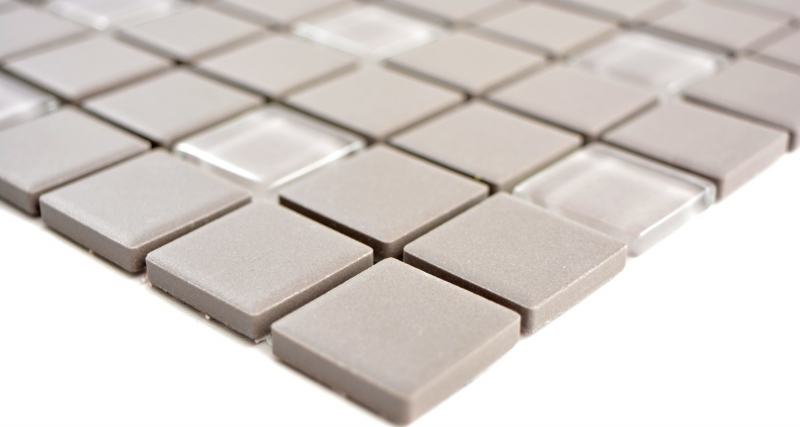 Piastrella a mosaico in ceramica grigia non smaltata Piatto doccia a mosaico in vetro MOS18-0202-R10_f