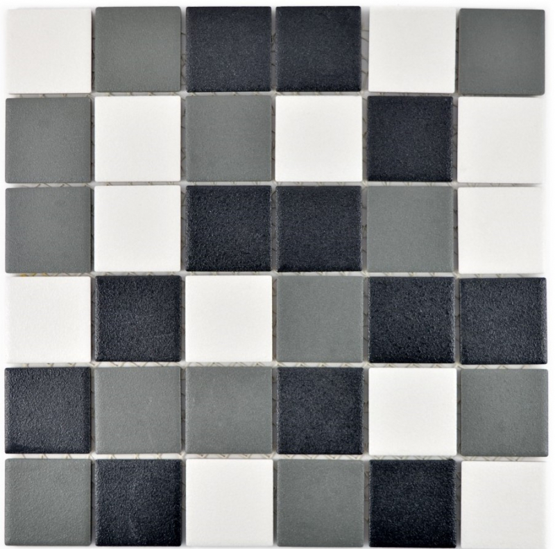 Piastrella di mosaico dipinta a mano SICUREZZA SCORREVOLE nero bianco grigio metallo MOS14-2213-R10_m