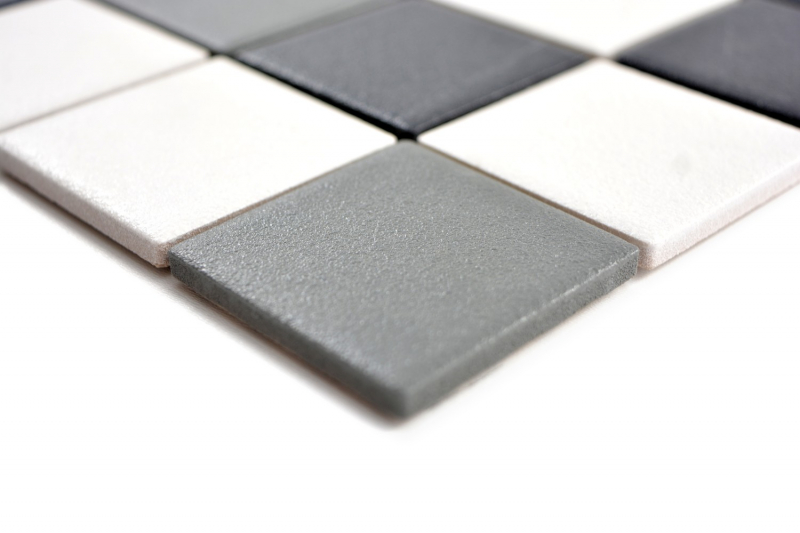 Piastrella di mosaico dipinta a mano SICUREZZA SCORREVOLE nero bianco grigio metallo MOS14-2213-R10_m
