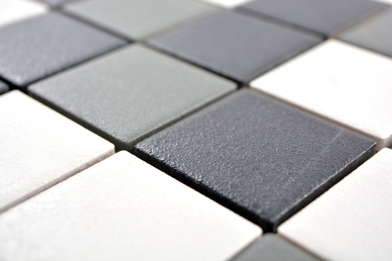 Piastrella di mosaico dipinta a mano SICUREZZA SCORREVOLE nero bianco grigio metallo MOS14-2213-R10_m