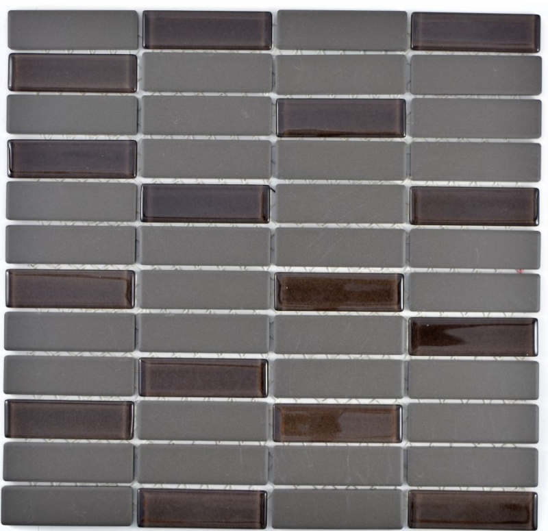 Piastrella di mosaico a mano in ceramica aste marrone non smaltato piatto doccia in vetro piastrella per pavimento MOS24-1313-R10_m