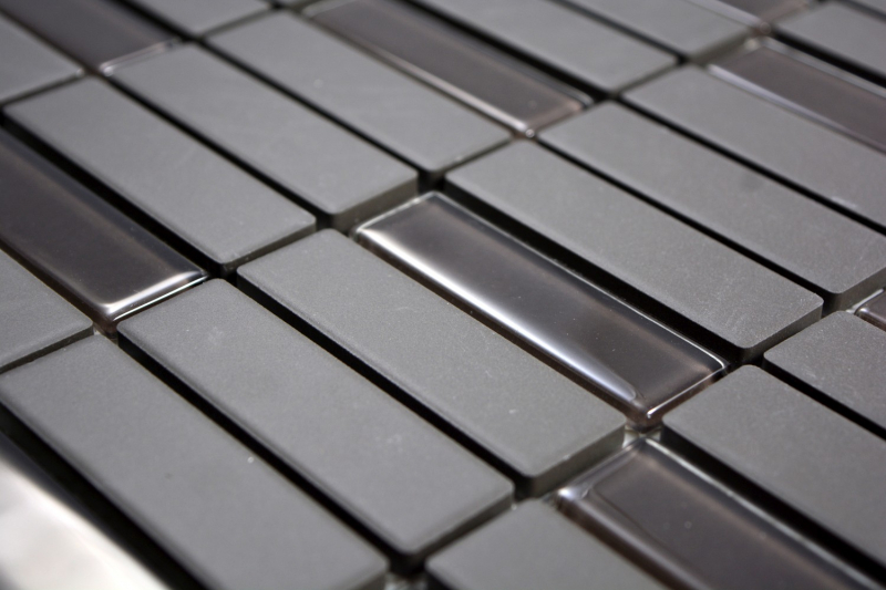 Piastrella di mosaico a mano in ceramica aste marrone non smaltato piatto doccia in vetro piastrella per pavimento MOS24-1313-R10_m