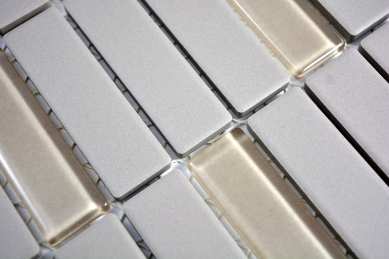 Piastrella di mosaico dipinta a mano in ceramica aste grigio chiaro non smaltato piatto doccia in vetro MOS24-0212-R10_m