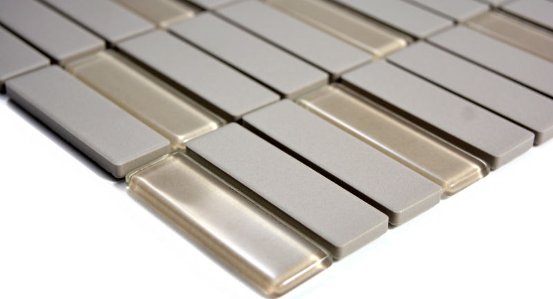 Piastrella di mosaico dipinta a mano in ceramica aste grigio chiaro non smaltato piatto doccia in vetro MOS24-0212-R10_m