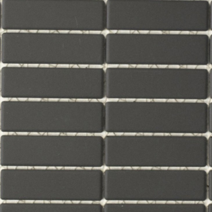Piastrella di mosaico a mano in ceramica aste nere non smaltate piatto doccia piastrella per pavimento MOS24B-0310-R10_m