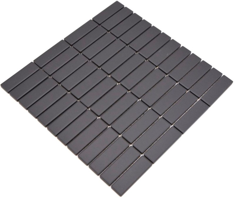 Piastrella a mosaico Rod in ceramica nera antracite non smaltata piatto doccia antiscivolo piastrella pavimento bagno piastrella parete - MOS24B-0310-R10