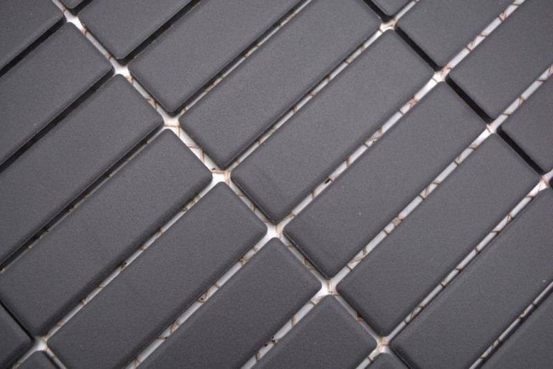 Piastrella a mosaico Rod in ceramica nera antracite non smaltata piatto doccia antiscivolo piastrella pavimento bagno piastrella parete - MOS24B-0310-R10