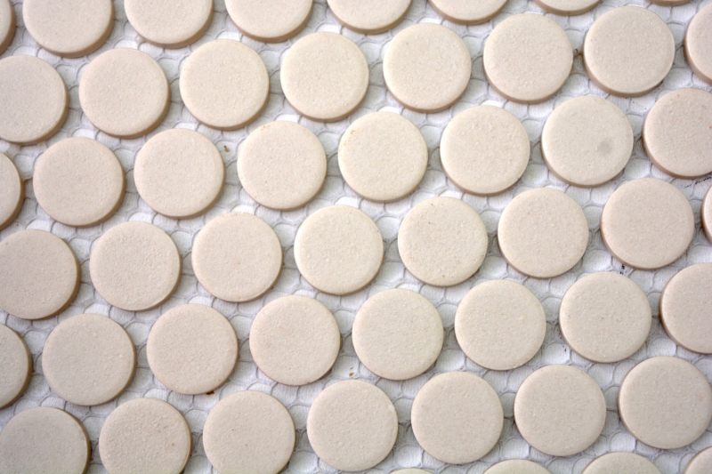 Mosaico a bottoni LOOP mosaico rotondo beige chiaro opaco piastrelle da parete backsplash BAD MOS10-1202-R10_f