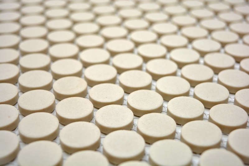 Mosaico a bottoni LOOP mosaico rotondo beige chiaro opaco piastrelle da parete backsplash BAD MOS10-1202-R10_f