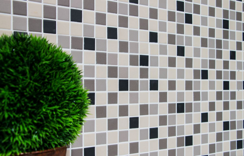 Piastrella a mosaico in ceramica beige chiaro grigio non smaltato per cucina MOS18-0205_f