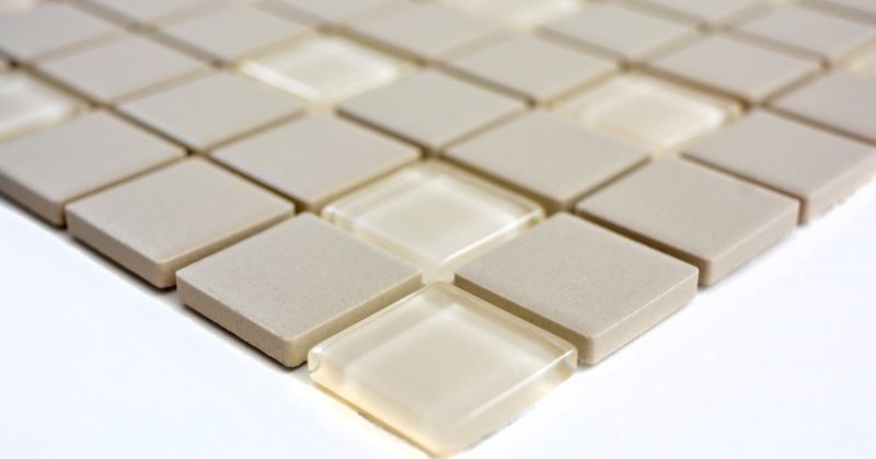 Mosaico ceramico piastrelle per doccia piastrelle per pavimenti beige chiaro non smaltato mosaico di vetro antiscivolo- MOS18-1212-R10