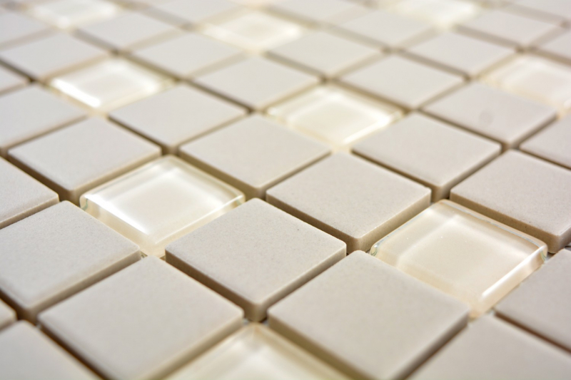 Mosaico ceramico piastrelle per doccia piastrelle per pavimenti beige chiaro non smaltato mosaico di vetro antiscivolo- MOS18-1212-R10