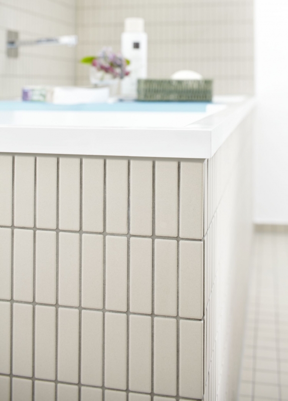 Piastrella a mosaico Rod in ceramica beige chiaro non smaltata piatto doccia antiscivolo piastrella per bagno - MOS24B-1211-R10