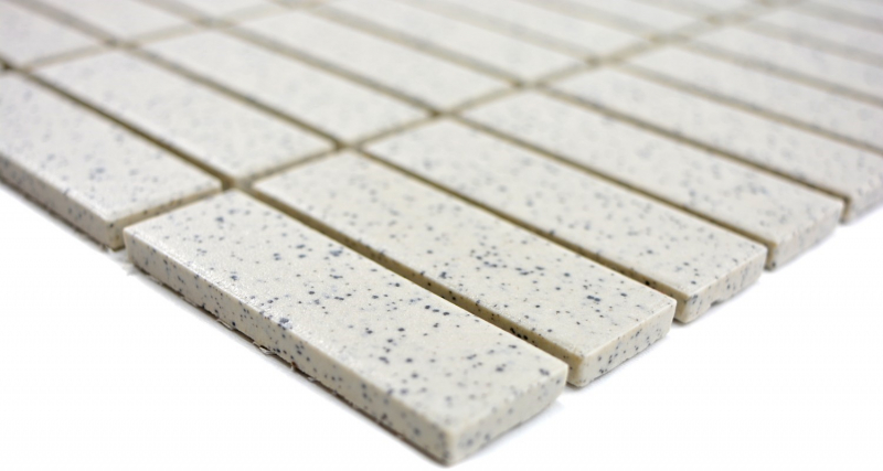 Piastrella di mosaico in ceramica crema bianca a bastoncini punteggiata non smaltata MOS24-0103-R10_f