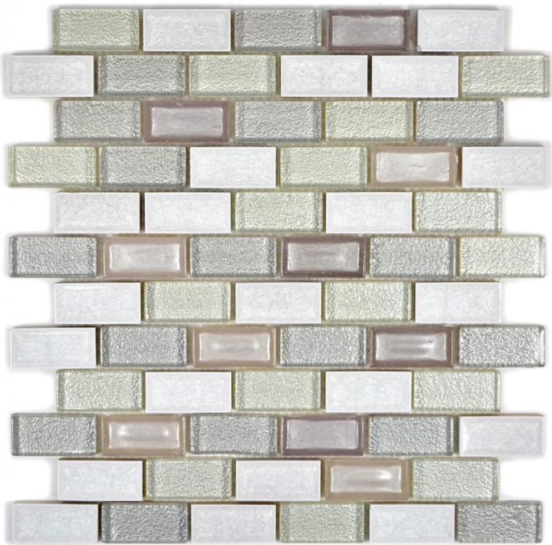 Piastrella di mosaico Ceramica traslucida bianca Brick Mosaico di vetro Ceramica cristallo bianco artico MOS83IC-0211_f