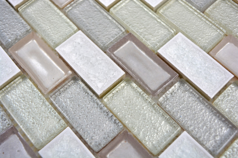 Piastrella di mosaico Ceramica traslucida bianca Brick Mosaico di vetro Ceramica cristallo bianco artico MOS83IC-0211_f