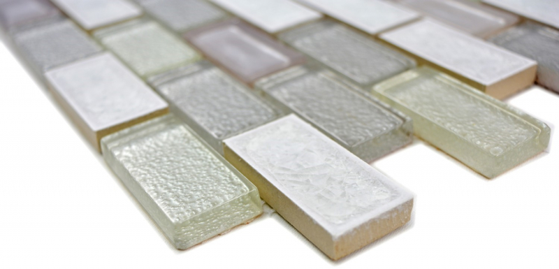 Piastrella di mosaico Ceramica traslucida bianca Brick Mosaico di vetro Ceramica cristallo bianco artico MOS83IC-0211_f